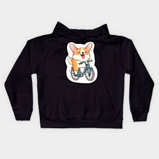 Happy Corgi on a Bike! Kids Hoodie